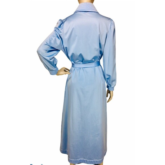 VTG 70s Vanity Fair Periwinkle Blue Puff Sleeve Belted Robe Women's Size Small - Picture 5 of 8
